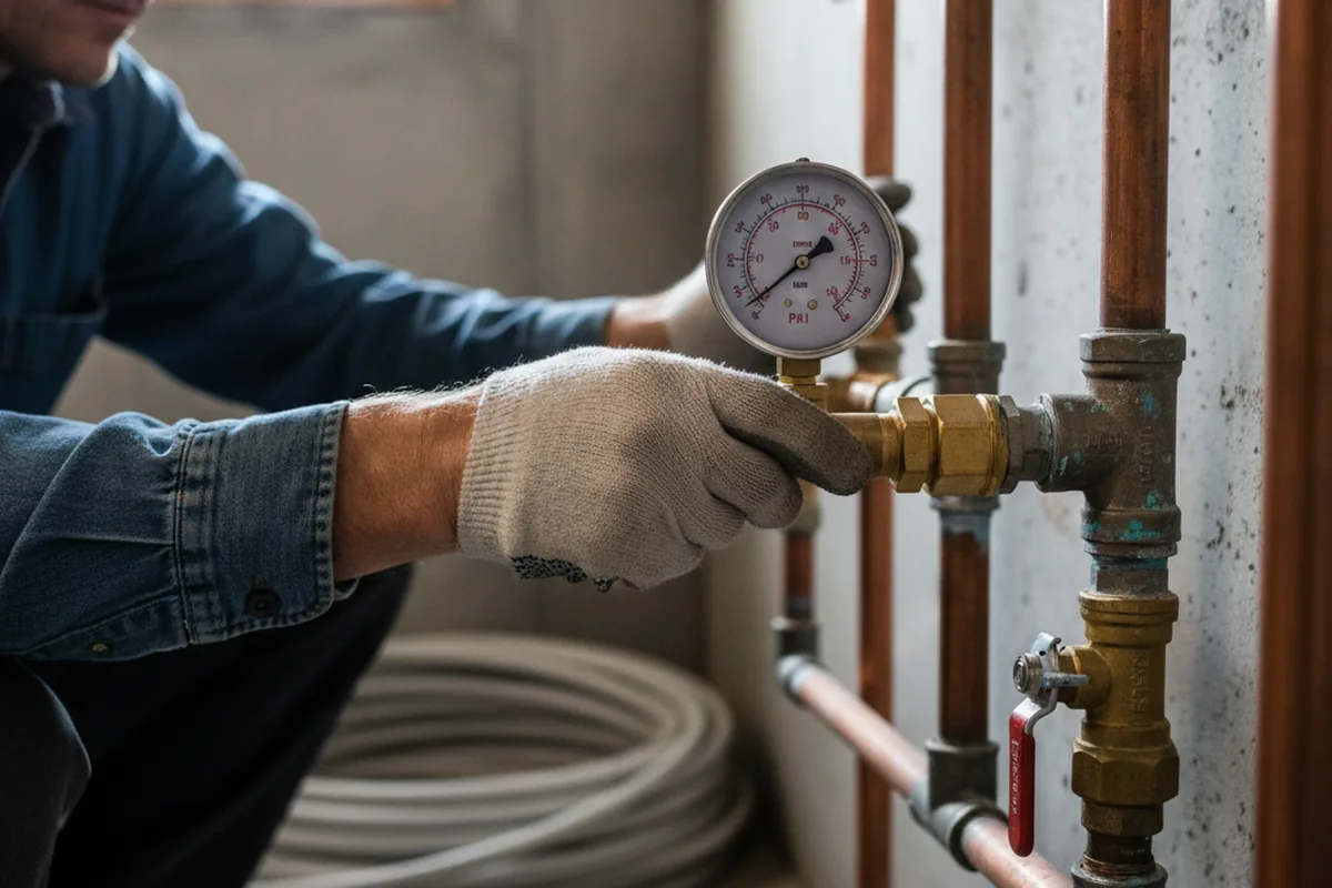 Pressure testing a repaired line during Water Line Repair in Wyncote